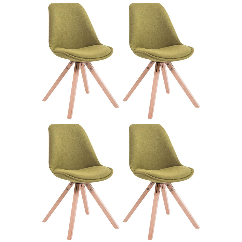 Lot de 4 chaises visiteurs Toulouse tissu Square Natura vert