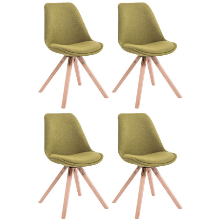 Pack de 4 sillas de comedor Toulouse Square en tela Verde,Natural