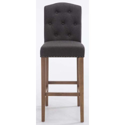 Lot de 2 tabourets de bar Louise en tissu antique clair gris foncé