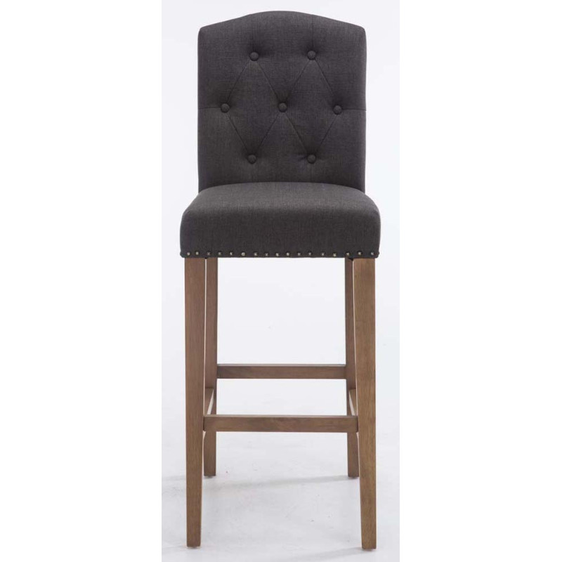 Lot de 2 tabourets de bar Louise en tissu antique clair gris foncé