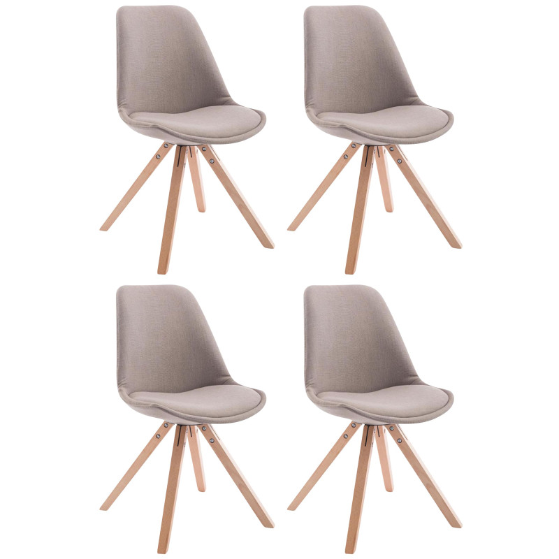 Lot de 4 chaises visiteurs Toulouse tissu Square Natura taupe