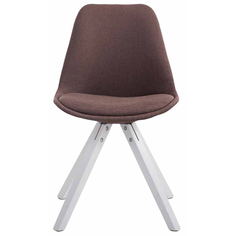 Ensemble de 4 chaises visiteurs carr?es en tissu Toulouse, blanches et marron