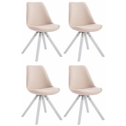 Lot de 4 chaises visiteurs Toulouse tissu Square blanc crème