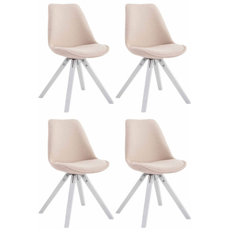 Lot de 4 chaises visiteurs Toulouse tissu Square blanc crème