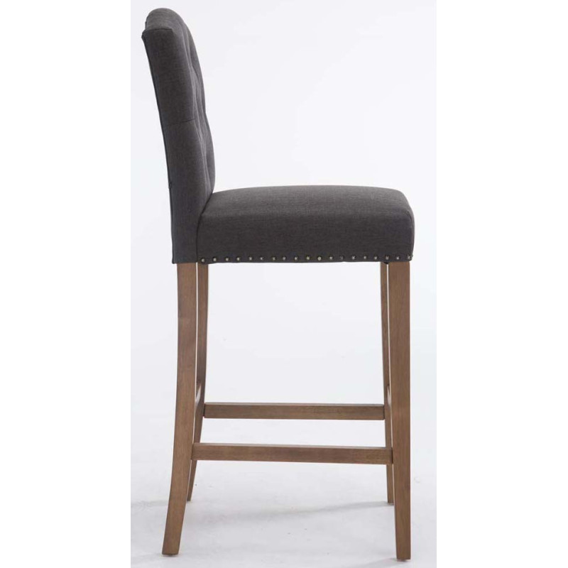 Lot de 2 tabourets de bar Louise en tissu antique clair gris foncé