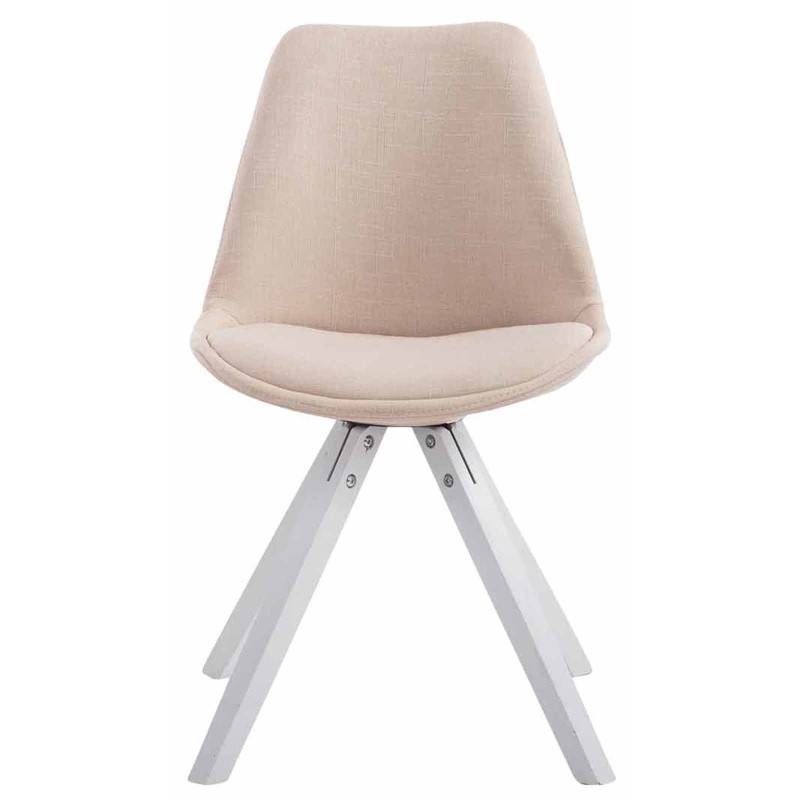 Lot de 4 chaises visiteurs Toulouse tissu Square blanc crème