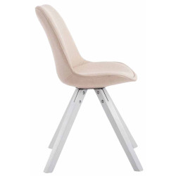 Ensemble de 4 chaises visiteurs carr?es en tissu Toulouse blanc cr?me