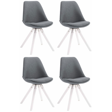 Pack de 4 sillas de comedor Toulouse Square en tela Gris oscuro,Blanco