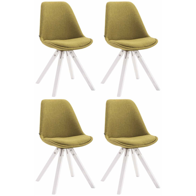Lot de 4 chaises visiteurs Toulouse tissu Square blanc vert