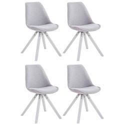 Lot de 4 chaises visiteurs Toulouse tissu Square blanc gris
