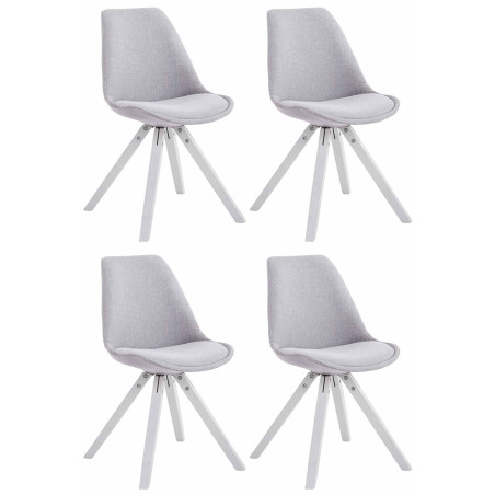 Pack de 4 sillas de comedor Toulouse Square en tela Gris,Blanco