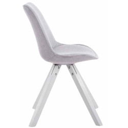 Ensemble de 4 chaises visiteurs carr?es en tissu Toulouse, blanc et gris