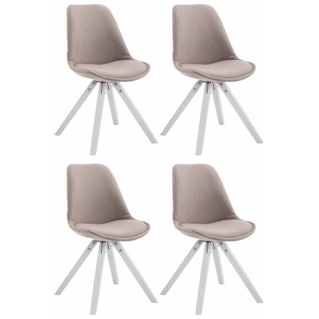 Pack de 4 sillas de comedor Toulouse Square en tela Gris topo,Blanco