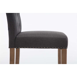 Lot de 2 tabourets de bar Louise en tissu antique clair gris foncé