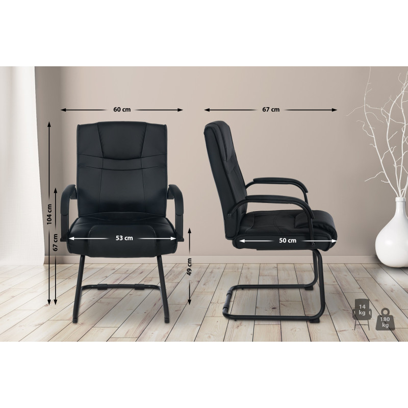 Chaise visiteur Attila noir/noir