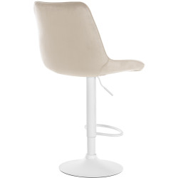 Tabouret de bar Toni velours blanc crème