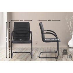 Chaise visiteur Tira en similicuir noir/noir