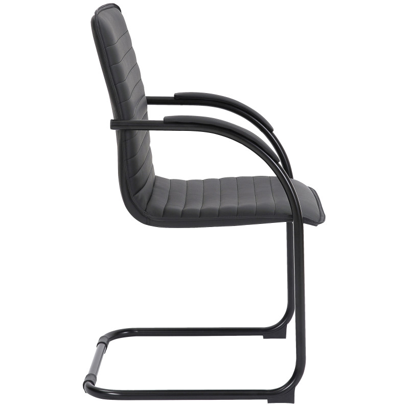 Chaise visiteur Tira en similicuir noir/noir