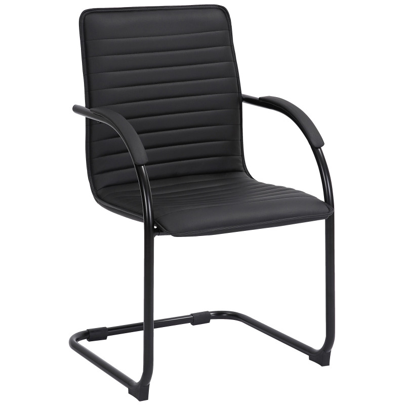 Chaise visiteur Tira en cuir artificiel noir/noir