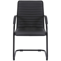 Chaise visiteur Tira en similicuir noir/noir