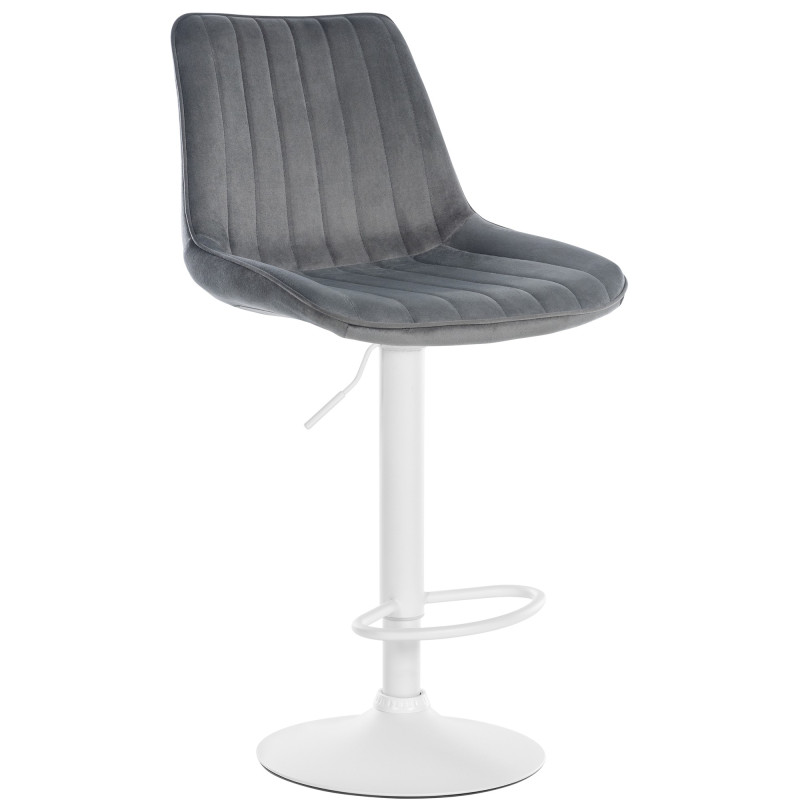 Tabouret de bar Toni velours blanc gris foncé