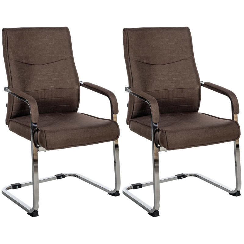 Lot de 2 chaises visiteurs Hobart tissu marron