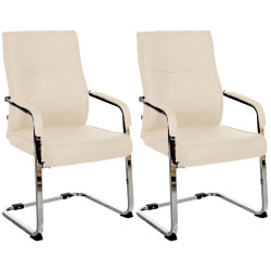 Lot de 2 chaises visiteurs Hobart tissu crème
