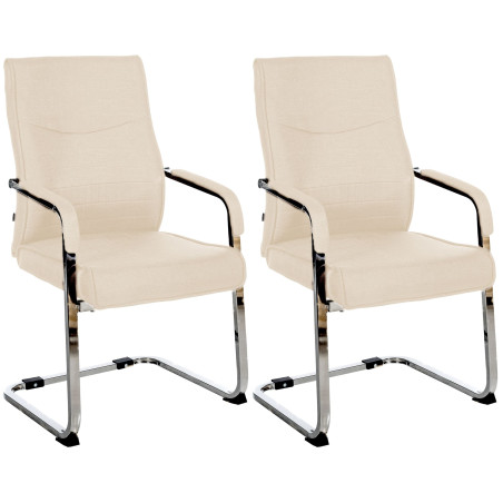 Ensemble de 2 chaises visiteurs Hobart, tissu cr?me