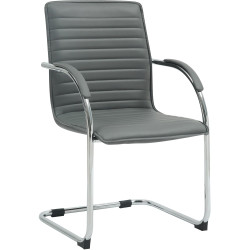 Fauteuil visiteur Tira en similicuir gris