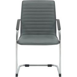 Fauteuil visiteur Tira en similicuir gris