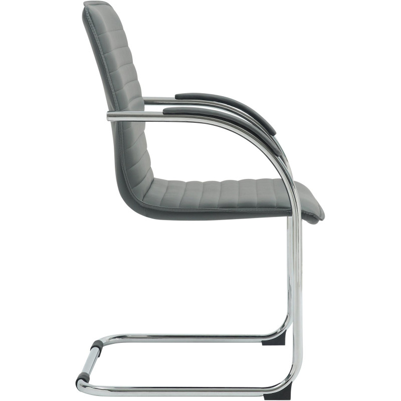 Fauteuil visiteur Tira en similicuir gris