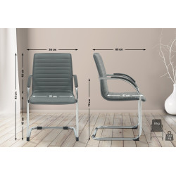 Fauteuil visiteur Tira en similicuir gris