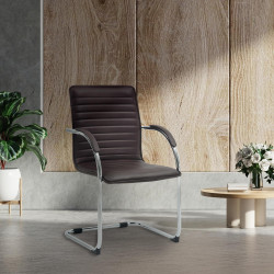 Fauteuil visiteur Tira en similicuir marron
