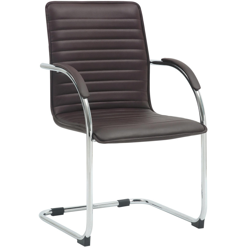 Chaise visiteur Tira en cuir artificiel marron