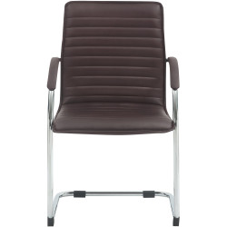 Fauteuil visiteur Tira en similicuir marron