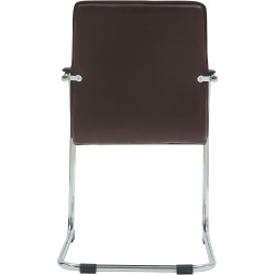 Fauteuil visiteur Tira en similicuir marron
