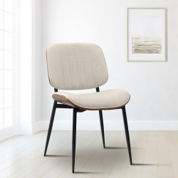Chaise visiteur Tiffin en tissu noyer/crème