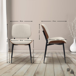 Chaise visiteur Tiffin en tissu noyer/crème