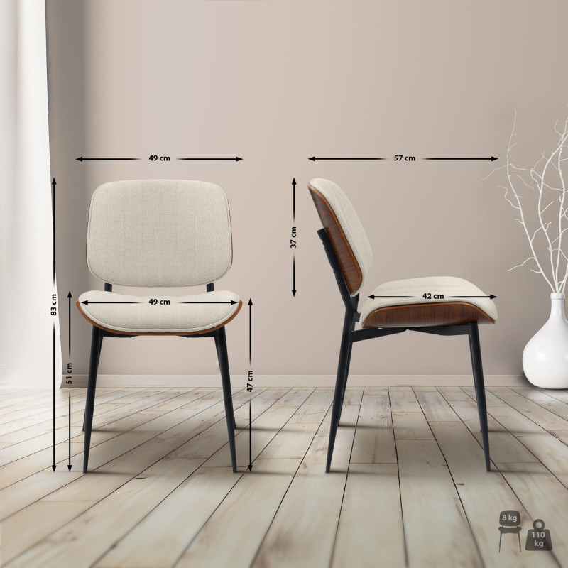 Chaise visiteur en tissu Tiffin noyer/crème