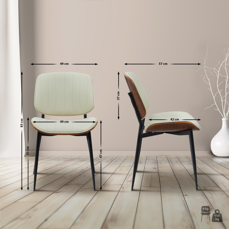 Fauteuil visiteur Tiffin, similicuir, noyer/crème