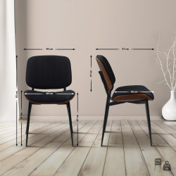 Chaise visiteur en tissu Tiffin noyer/noir