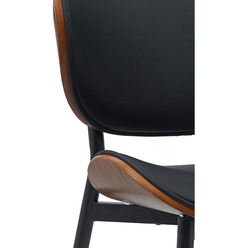 Chaise visiteur Enid en cuir artificiel noyer/noir