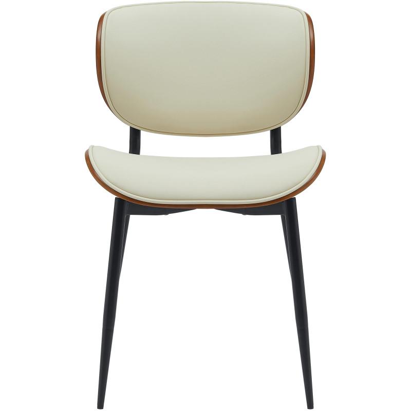 Chaise visiteur Enid en cuir artificiel noyer/crème