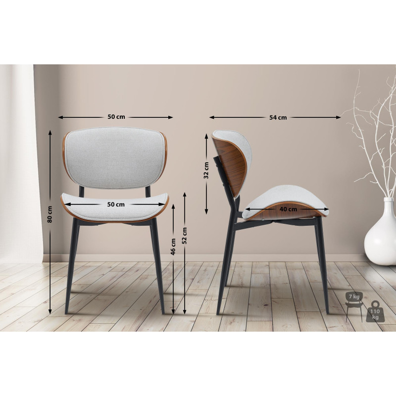 Chaise visiteur Enid tissu noyer/crème