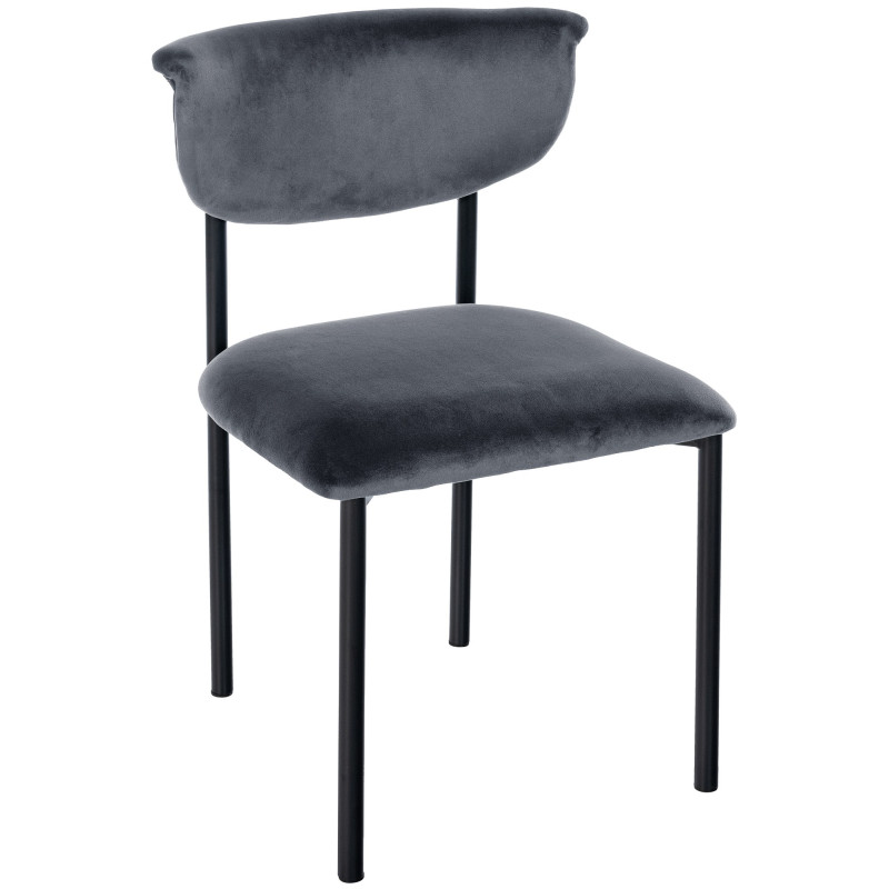 Fauteuil visiteur Gambell, velours, gris foncé