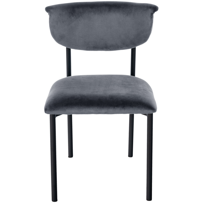 Fauteuil visiteur Gambell, velours, gris foncé