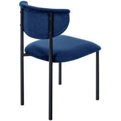 Fauteuil visiteur Gambell en velours, bleu foncé