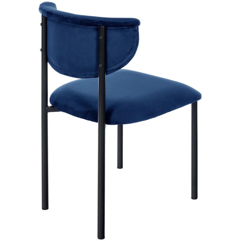 Fauteuil visiteur Gambell en velours, bleu foncé