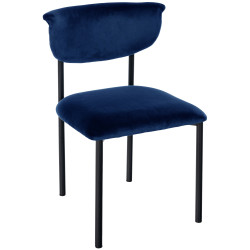 Fauteuil visiteur Gambell en velours, bleu foncé