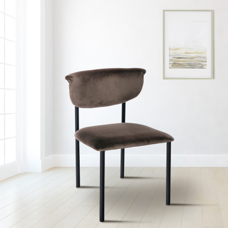 Fauteuil visiteur Gambell, velours, marron